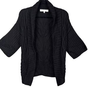 Trina Turk Alpaca Cardigan Black Cable Knit Soft Luxury Size S Retro Designer